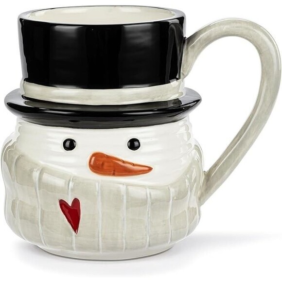 DEMDACO Snowman Red Heart Ceramic Christmas Mug 20 oz Whimsical Holiday Cup NWT - Picture 1 of 2